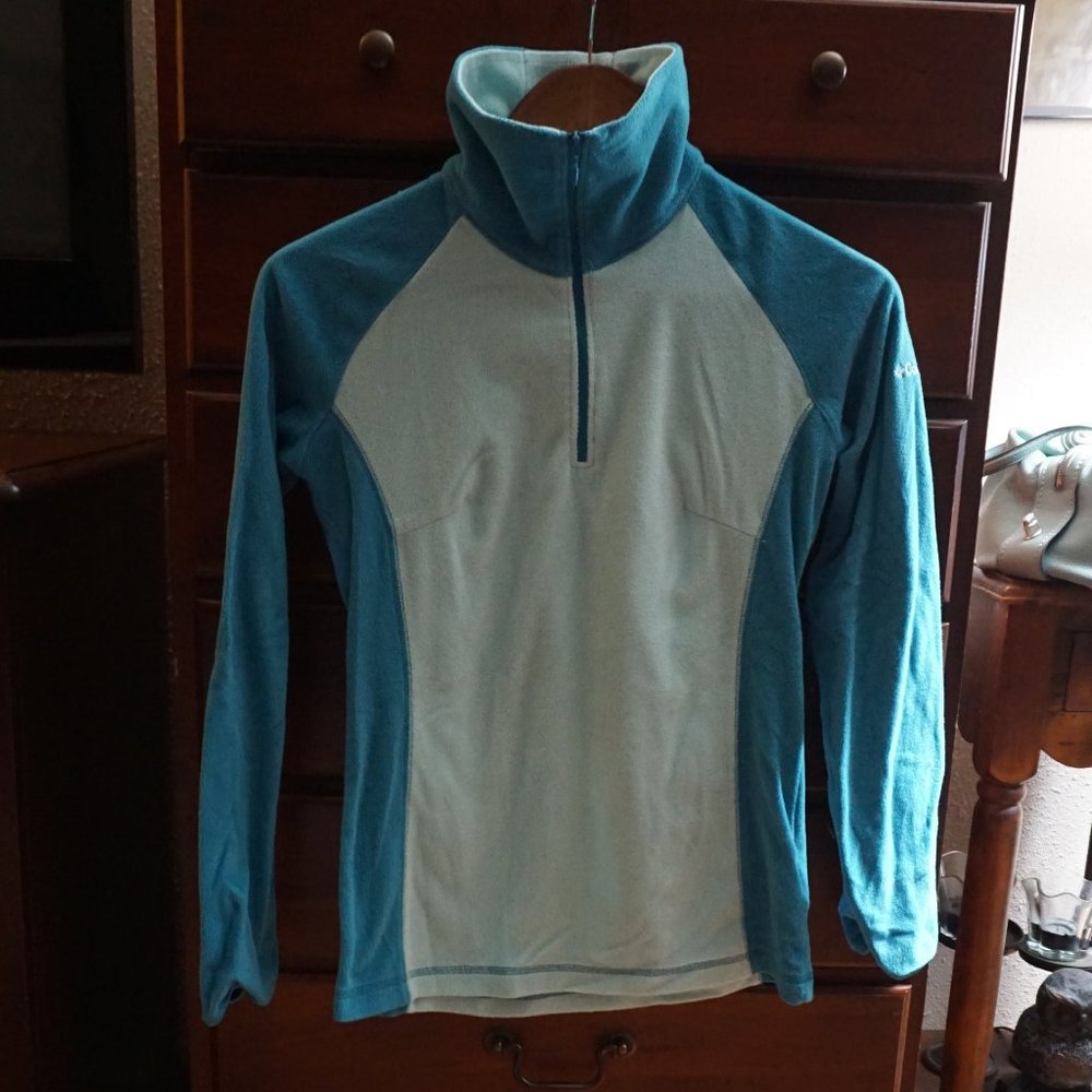 Columbia Half Zip Pullover Top Womans XS Teal Light Blue